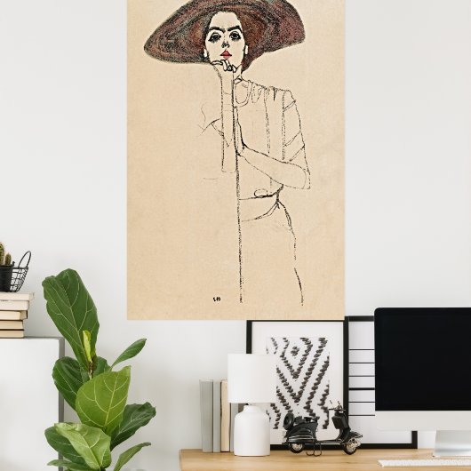 Portrait einer Frau von Egon Schiele - Poster (Heimbüro)
