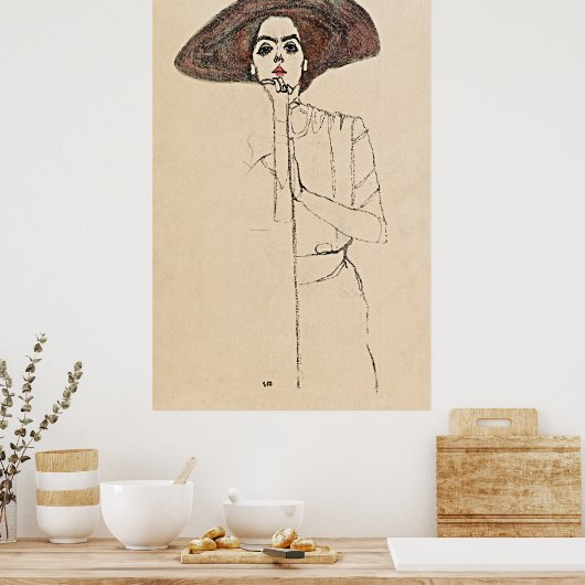 Portrait einer Frau von Egon Schiele - Poster (Küche)