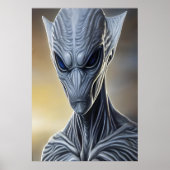 Portrait einer grauen Alien | AI Art Poster (Vorne)