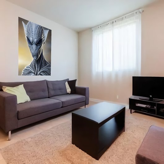 Portrait einer grauen Alien | AI Art Poster