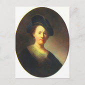 Portrait einer jungen Frau mit Beret von Rembrandt Postkarte (Vorderseite)