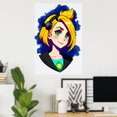 Portrait einer jungen Frau mit blonden Haaren | Ar Poster (Heimbüro)