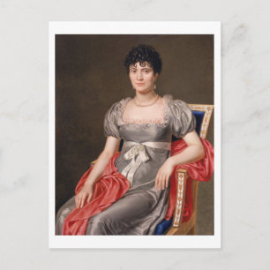 Portrait einer jungen Frau sitzt drei Viertel Len Postkarte