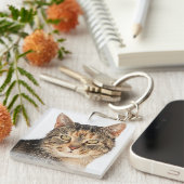 Portrait einer Katze Schlüsselanhänger (Vorderseite rechts)