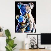 Portrait einer Koala Mutter und Kind | Art der AI Poster (Heimbüro)
