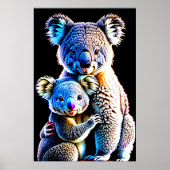 Portrait einer Koala Mutter und Kind | Art der AI Poster (Vorne)