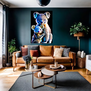 Portrait einer Koala Mutter und Kind Art der AI Poster