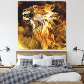 Portrait einer Lion-Acrylmalerei Leinwanddruck (Insitu (Schlafzimmer))