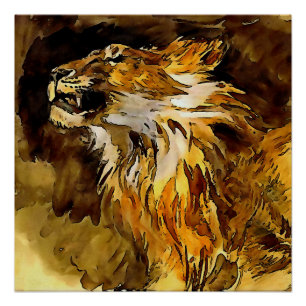 Portrait einer Lion-Acrylmalerei Poster