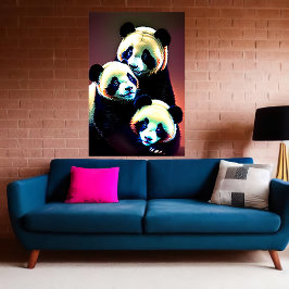 Portrait einer Panda-Familie | Art der AI Poster