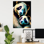 Portrait einer Panda Mutter und eines Kindes | Art Poster (Heimbüro)
