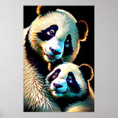 Portrait einer Panda Mutter und eines Kindes | Art Poster (Vorne)