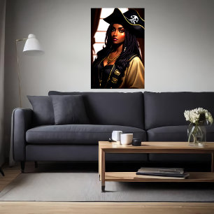 Portrait einer schwarzen Afrikanischen Lady Pirate Poster