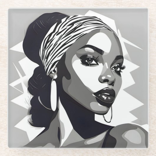 Portrait einer schwarzen Frau Glasuntersetzer (Vorderseite)