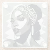 Portrait einer schwarzen Frau Glasuntersetzer (Rückseite)