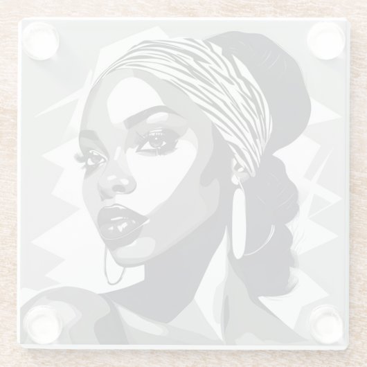 Portrait einer schwarzen Frau Glasuntersetzer (Rückseite)