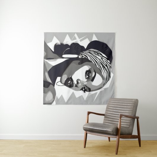 Portrait einer schwarzen Frau Wandteppich (Beispiel (Horizontal))