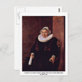 Portrait einer sitzenden Frau mit weißen Handschuh Postkarte (Vorne/Hinten)