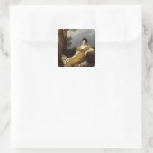 Portrait einer sitzenden Frau Quadratischer Aufkleber (Tasche)