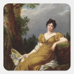 Portrait einer sitzenden Frau Quadratischer Aufkleber