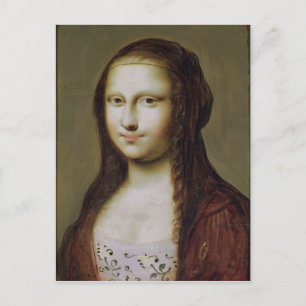 Portrait einer von der Mona Lisa Inspirierten Frau Postkarte