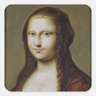 Portrait einer von der Mona Lisa Inspirierten Frau Quadratischer Aufkleber