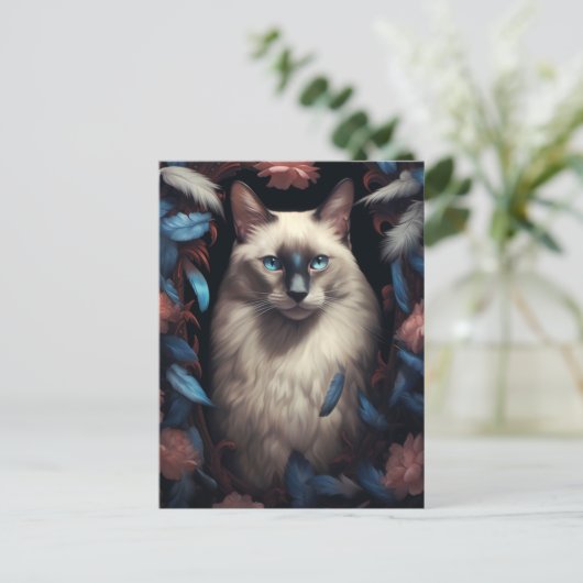 Portrait einer wunderschönen siamesischen Katze Postkarte (Stehend Vorderseite)