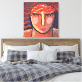Portrait eines Abstrakten Acrylgemäldes mit rotem Leinwanddruck (Insitu (Schlafzimmer))