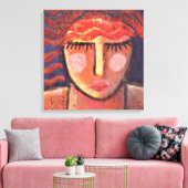 Portrait eines Abstrakten Acrylgemäldes mit rotem Leinwanddruck (Insitu (Wohnzimmer))