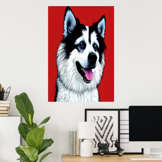 Portrait eines amerikanischen Eskimo-Hundes | AI A Poster (Heimbüro)