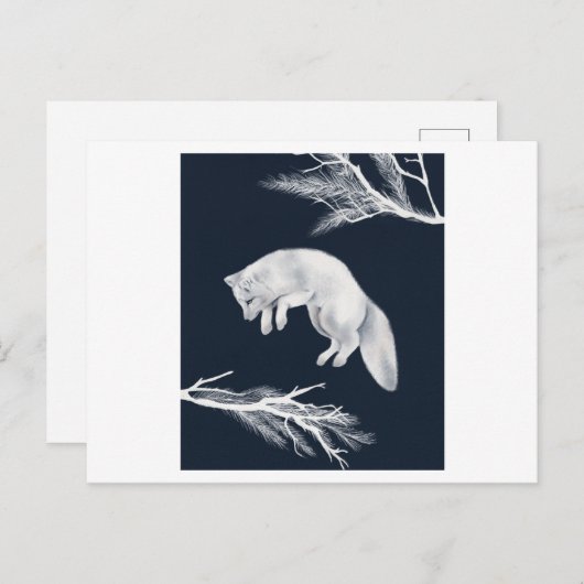 Portrait eines Arktischen Fox mit weißem Ast Postkarte (Vorne/Hinten)
