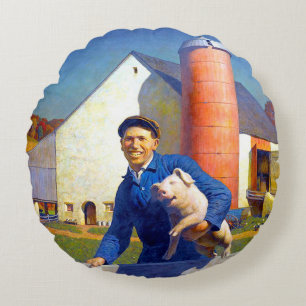 Portrait eines Bauern Farm Life NC Wyeth 1943 Rundes Kissen