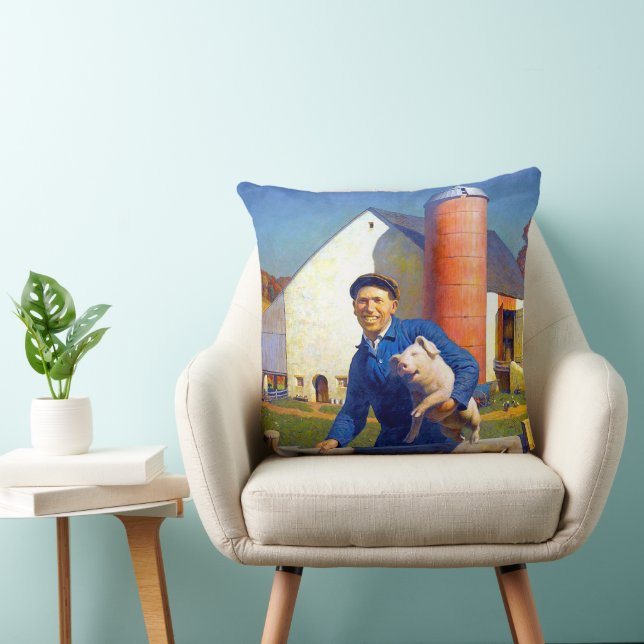 Portrait eines Bauern NC Wyeth 1943 Americana Art Kissen (Stuhl )