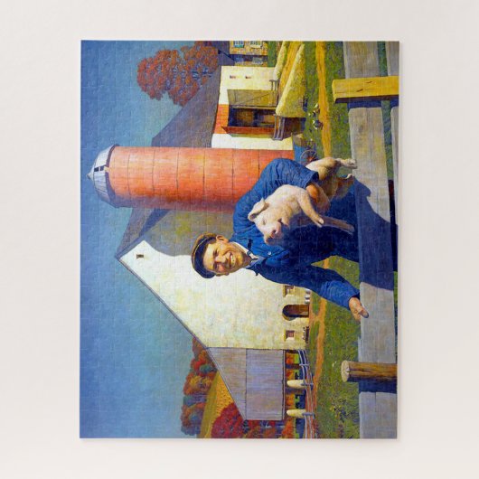 Portrait eines Bauern NC Wyeth 1943 Americana Art Puzzle (Vertikal)