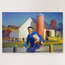 Portrait eines Bauern NC Wyeth 1943 Americana Art