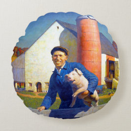 Portrait eines Bauern NC Wyeth 1943 Americana Art Rundes Kissen
