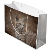 Portrait eines Bobcat Große Geschenktüte (Rückseite Schrägansicht)