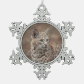 Portrait eines Bobcat Schneeflocken Zinn-Ornament (Vorderseite)