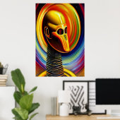 Portrait eines coolen gelben Roboters | Art der AI Poster (Heimbüro)