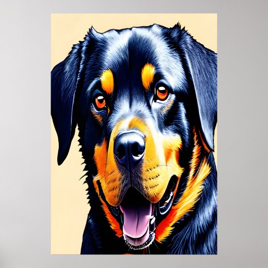 Portrait eines coolen Rottweilers | Art der AI Poster (Vorne)