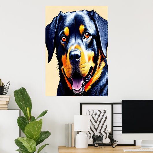 Portrait eines coolen Rottweilers | Art der AI Poster (Heimbüro)