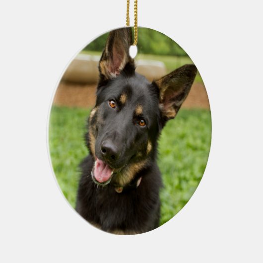 Portrait eines deutschen Hirten Keramik Ornament (Rechts)