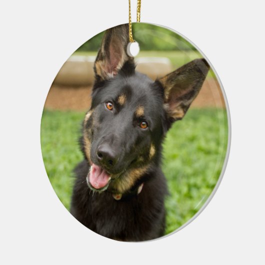 Portrait eines deutschen Hirten Keramik Ornament (Links)