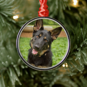 Portrait eines deutschen Hirten Ornament Aus Metall