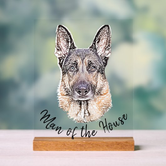 Portrait eines deutschen Schäferhunds Sketched Art Acrylschild (Neutral)