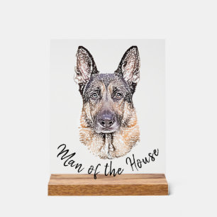 Portrait eines deutschen Schäferhunds Sketched Art Acrylschild