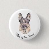 Portrait eines deutschen Schäferhunds Sketched Art Button (Vorderseite)