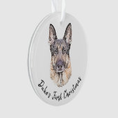 Portrait eines deutschen Schäferhunds Sketched Art Ornament (Vorderseite)