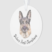 Portrait eines deutschen Schäferhunds Sketched Art Ornament (Vorderseite)