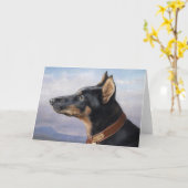 Portrait eines Doberman | Carl Reichert Karte (Gelbe Blume)